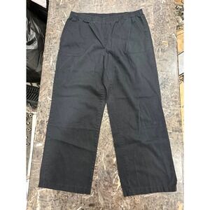 White Stag Womens Black Cotton Elastic Waist Straight Leg Pants Size L 12-14